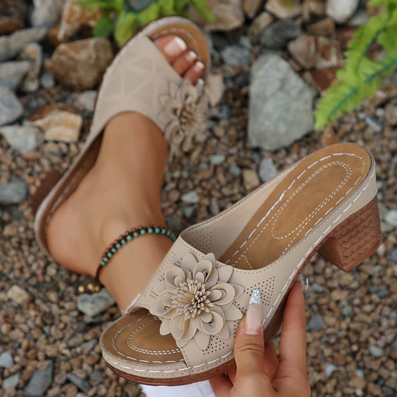 High Quality Women's Simple Shoes Summer Retro Roman Sandals Women Casual Flower Wedge Sandals Slippers Women Platform Slippers