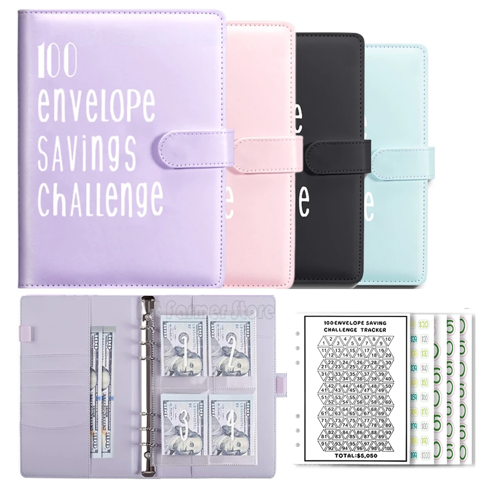 100 Envelope Challenge Binder Save Savings Challenges Loose-Leaf Binder Budget Binder With Cash Envelopes Money Organizer System