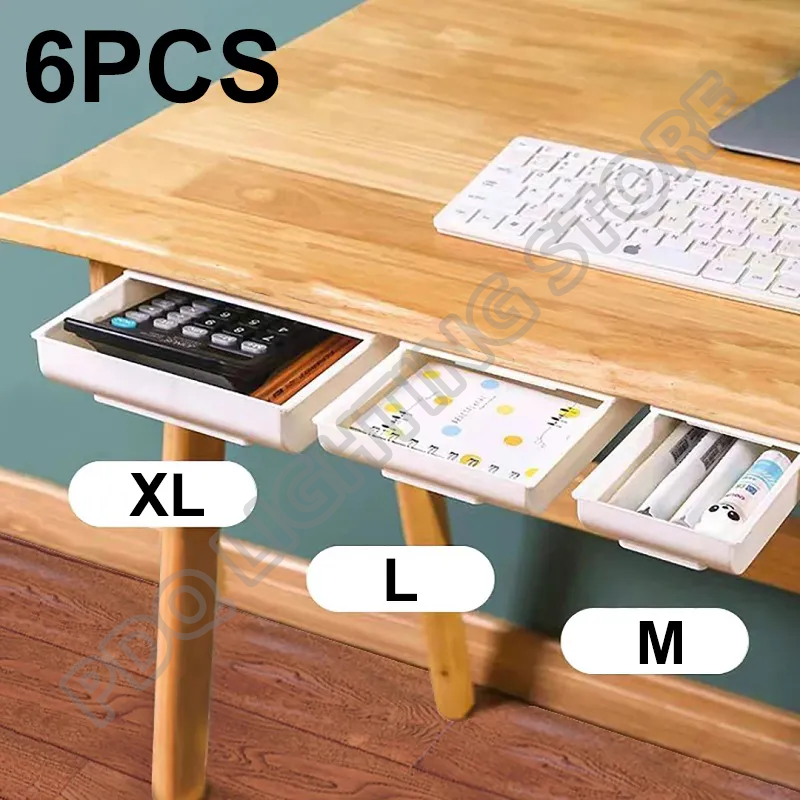 Self Stick Pencil Tray Under Desk Drawer Storage Box Hidden Stationery Organizer Stand For Pens Office Home Storage Organizer
